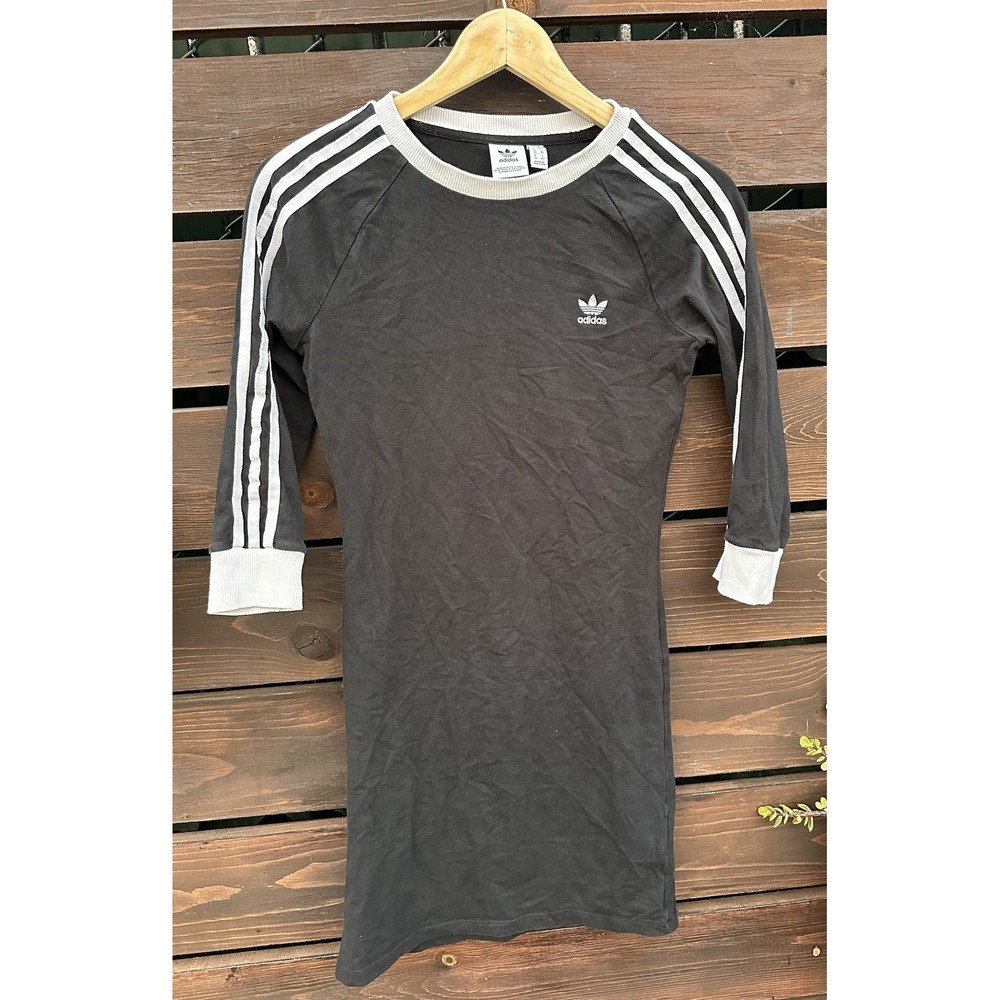 Adidas 3-Stripes On 3/4 Sleeve Dress Black Size Small Athleisure Comfortable